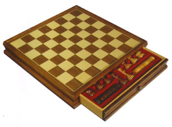 Gevin - AA1501-01 - 15-inch Walnut Chess Case with Drawer