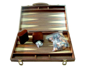 Gevin AD1503-01: Walnut Backgammon Case - Open