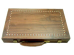 Gevin AD1503-02 - 15-inch Walnut Backgammon Case with Decorative Inlay - Closed