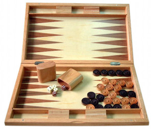 Gevin AD1902-04: Oak Grain High-Grade Backgammon Set - Open
