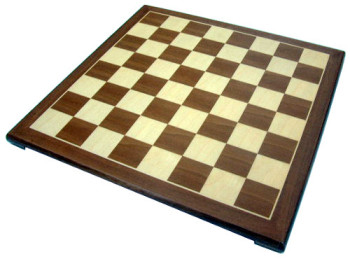 Gevin AJ1503-01 - 15-inch Walnut Chess Board White Inlaid Frame with Legs