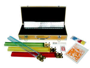 Gevin AL2009-01 - Aluminum Mahjong Case Set - Gold - Open 3