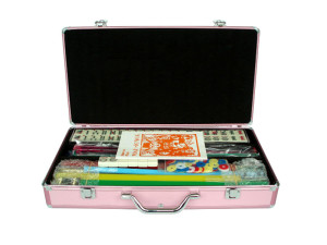 Gevin AL2009-01 - Aluminum Mahjong Case Set - Pink - Open