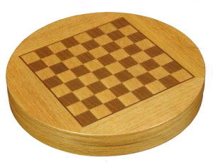 Gevi - AA1209-03 -12.5-inch Round Magnetic Oak Chess Case with Drawer