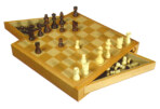 Gevin - AA1210-01 / AA1401-02 - 12-inch / 14-inch Beech Chess Set with Scissor-Style Drawers