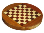 Gevin - AA1302-03 - 13-inch Round Magnetic Mahogany Chess Case with Drawer