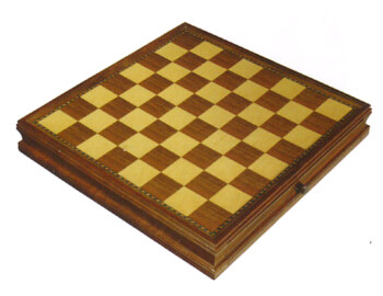 Gevin - AA1502-03 - 15-inch Walnut Multi-Game Case with Chess and Checkers and Storage Drawer