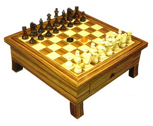 Gevin - AF1504-01 - 15-3/4 or 15.75-inch Chess Set with Drawer and Legs