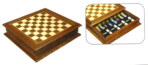 Gevin - AB1602-01 - 16-inch Walnut Chess Set with Compartmentalized Storage