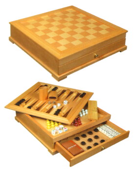 Gevin - AF1411-01 - 14.5-inch Beech 10-in-1 Multi-Game Compendium Set with Removable Top and Drawer