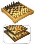 Gevin - AF1413-01 or AF1413-02- 14.5-inch 3-in-1 Beech or Walnut Multi-Game Compendium Set with Removable Top