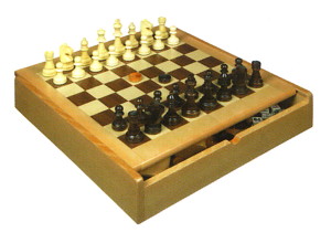 Gevin - AF1414-01 - 14.5-inch Beech 7-in-1 Multi-Game Compendium with Slide-Out Top - Chess Side