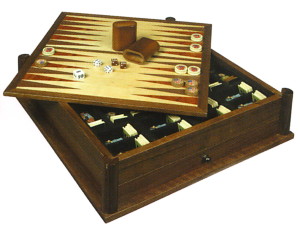 Gevin - AF1503-02 - 15-inch 7-in-1 Multi-Game Compendium Case with Removable Top, Drawers, and Pillars - Backgammon Side