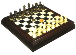 Gevin - AF1505-01 - 15.5-inch 3-in-1 Classic Dark Wood Multi-Game Compendium - Chess Side