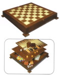 Gevin - AF1605-01 - 16-inch Walnut 7-in-1 Multi-Game Compendium Set with Lift-Up Boards