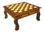 Gevin - AF1902-01 - 19-inch Walnut Chess Table with Curved Legs and Drawer